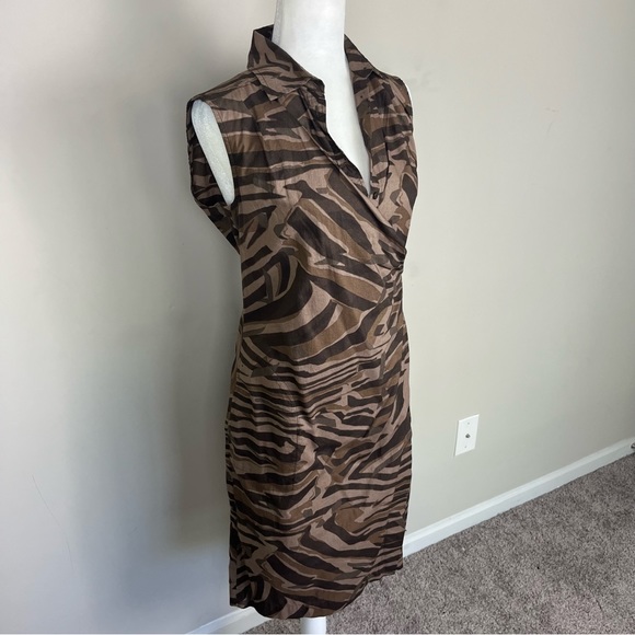WEEKEND MAXMARA SLEEVELESS VNECK SHIFT DRESS IN BROWN SIZE 8 - Picture 14 of 15
